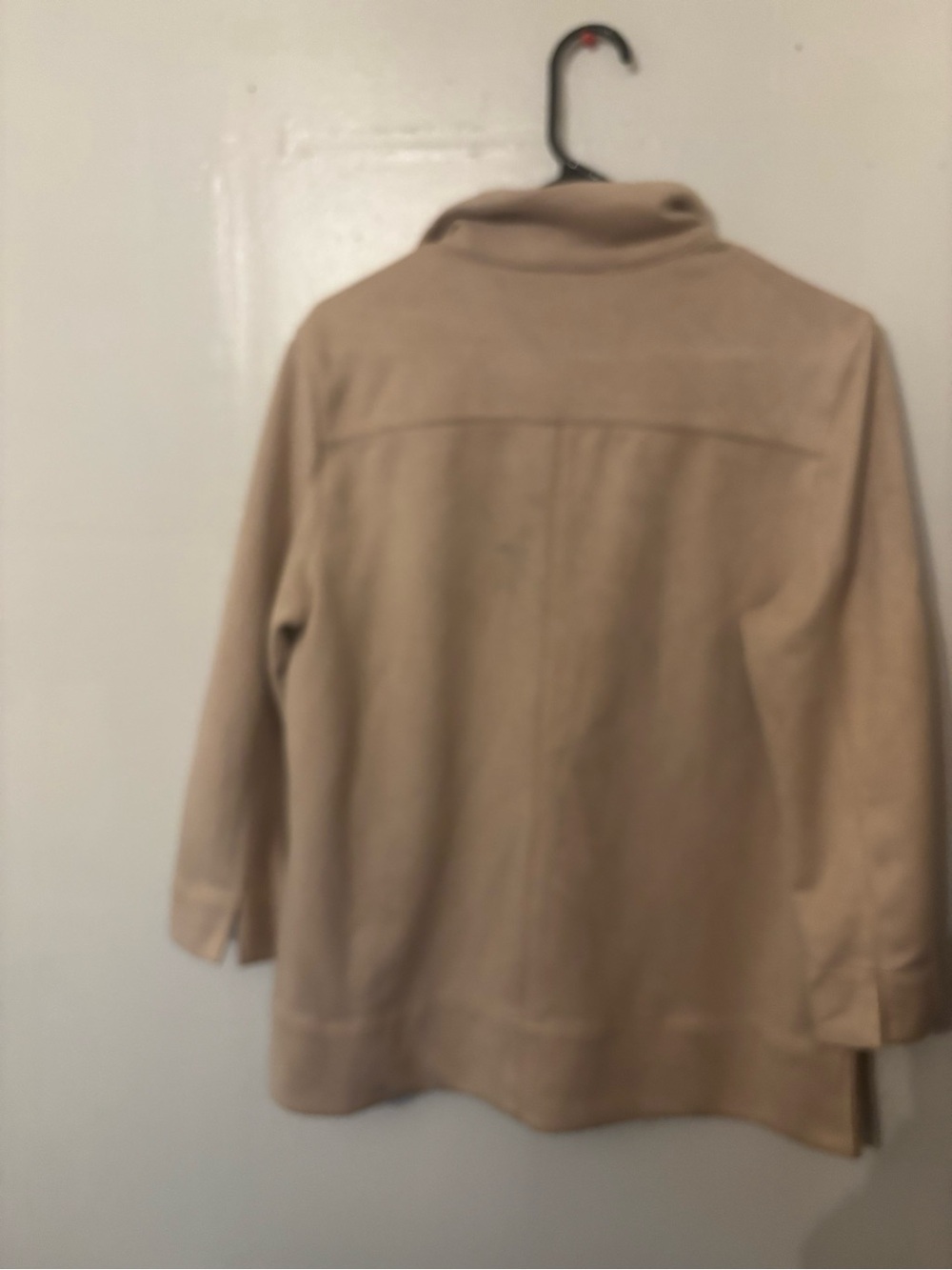 Joan Vass Taupe Beige Lightweight suede feel top